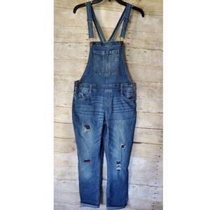 Justice Girls Destructed Medium Wash Overalls-New